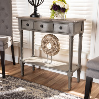 Baxton Studio AGE11-Console Noelle French Provincial Gray Finished 1-Drawer Wood Console Table